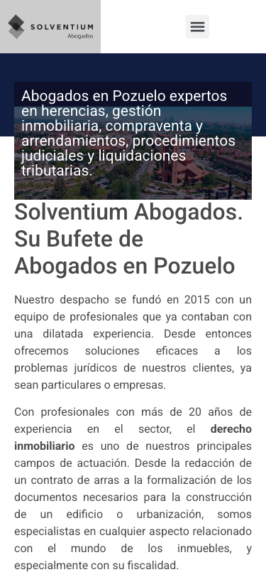 Captura de la web actual de Solventium Abogados en un móvil